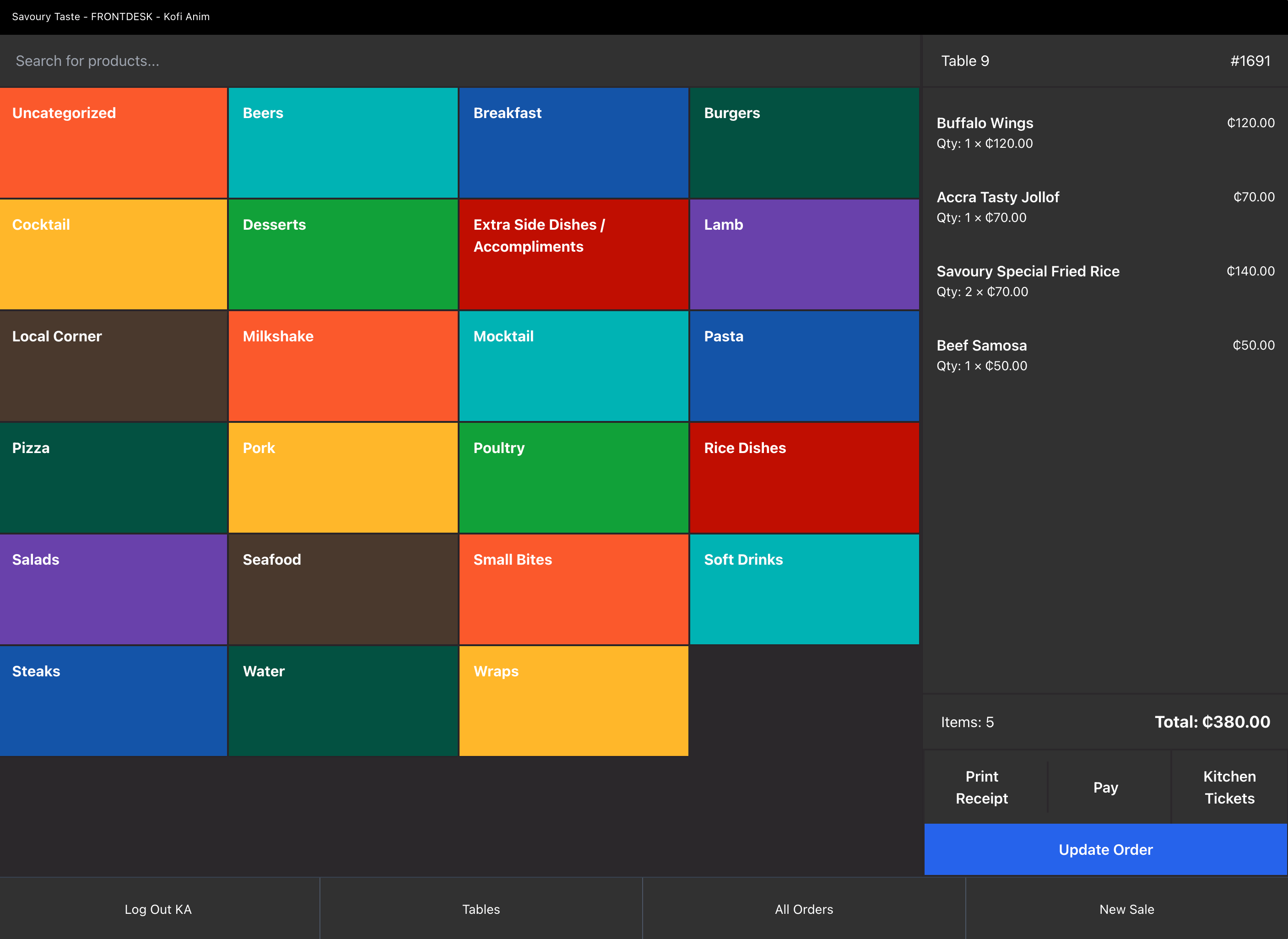 VendReady POS Visual Menu System